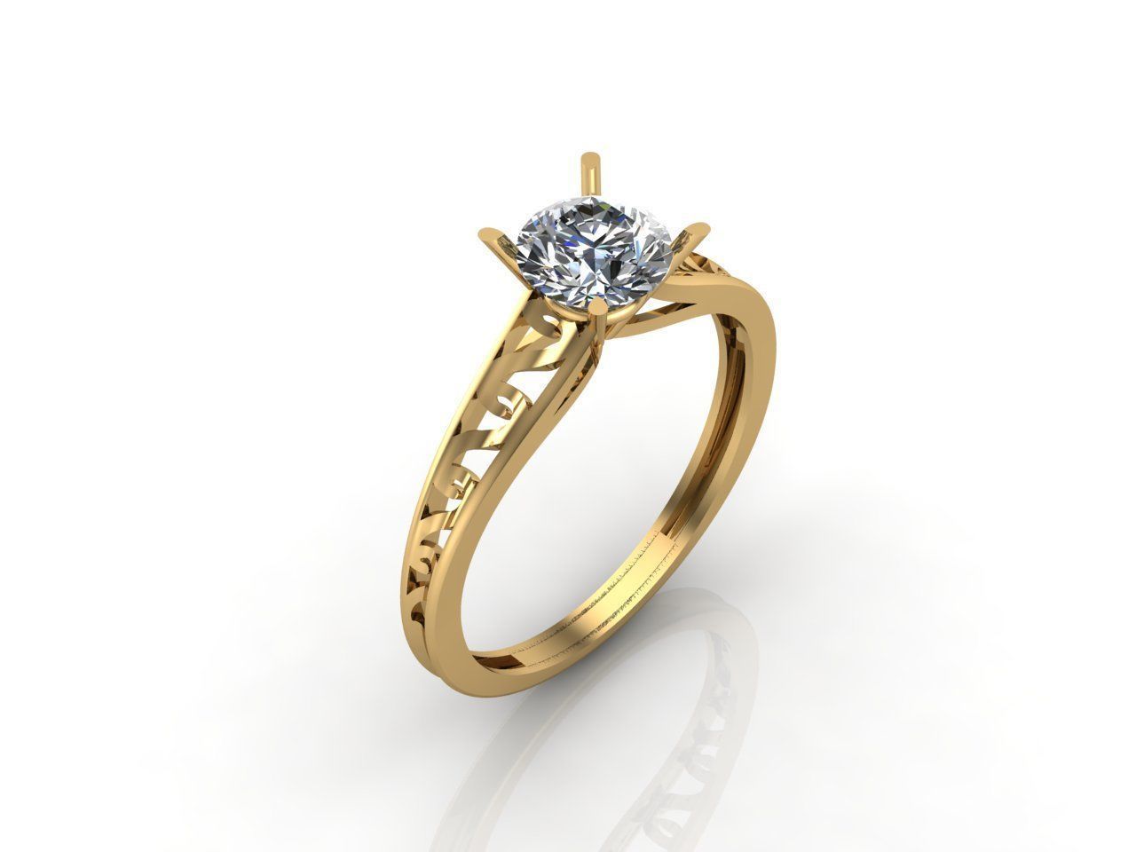 Single Stone Diamond Engagement Wedding Ring 3DM 3 3D print model_3