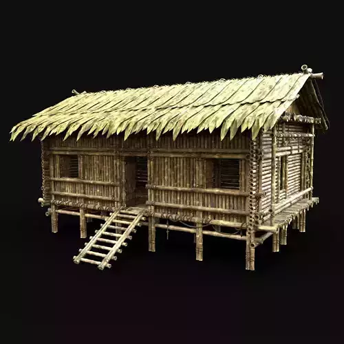 BAMBOO HUT JUNGLE IMPROVISED SURVIVAL CASTAWAY HOUSE CABIN AAA Low-poly 3D model