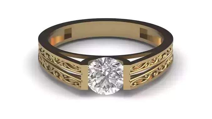 Single Stone Diamond Engagement Wedding Ring 3DM STL 28