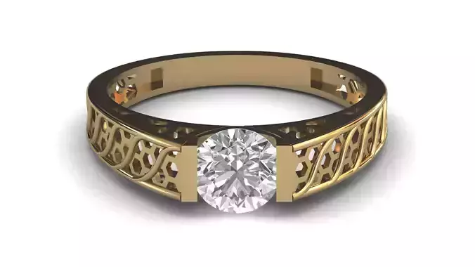 Single Stone Diamond Engagement Wedding Ring 3DM STL 27