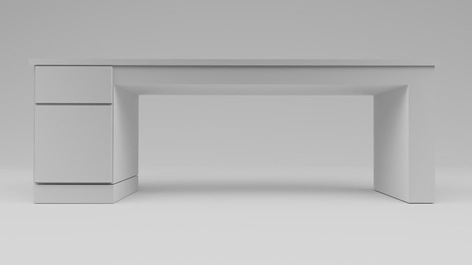 Contemporary Wood Office Desk Interior Furniture Table Drawers Low-poly 3D model