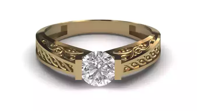 Single Stone Diamond Engagement Wedding Ring 3DM STL 24