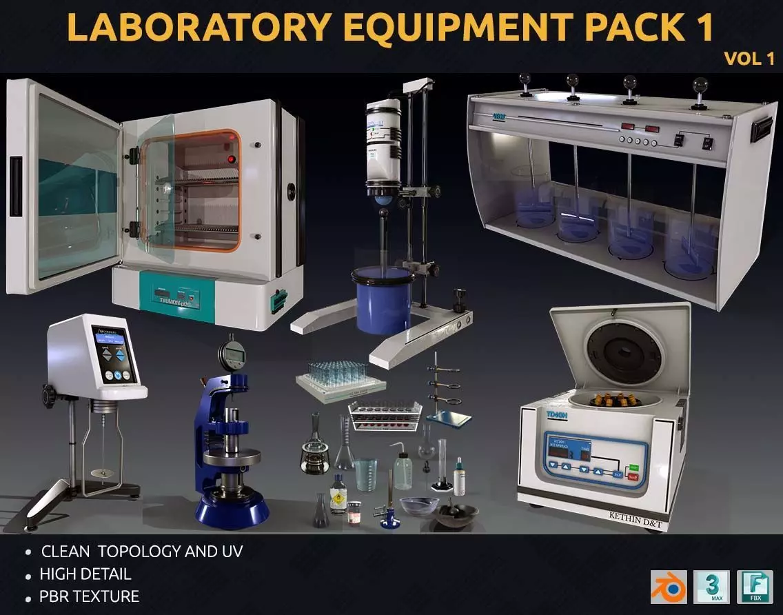 laboratory equipment pack 1 Low-poly 3D model_0