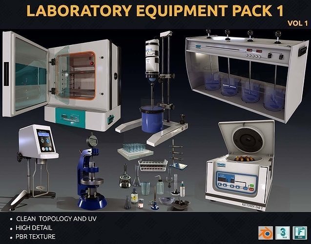 laboratory equipment pack 1 Low-poly 3D model