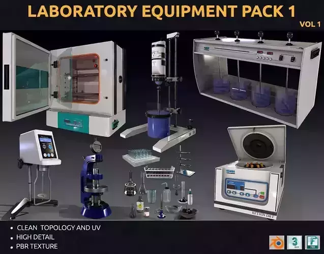 laboratory equipment pack 1 Low-poly 3D model