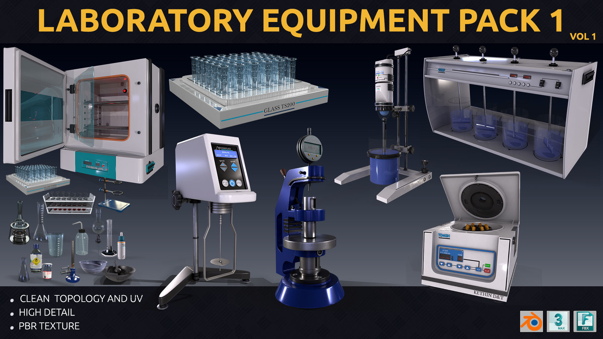 laboratory equipment pack 1 Low-poly 3D model_1
