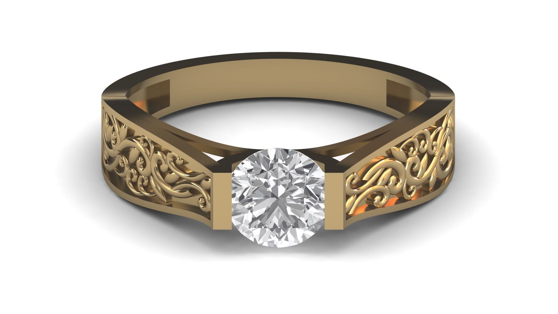 Single Stone Diamond Engagement Wedding Ring 3DM 23 3D print model_8