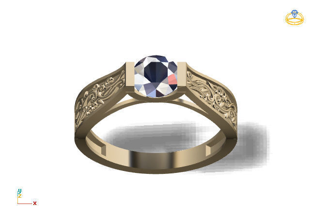 Single Stone Diamond Engagement Wedding Ring 3DM 23 3D print model_6