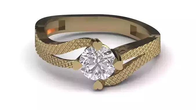 Single Stone Diamond Engagement Wedding Ring 3DM STL 21