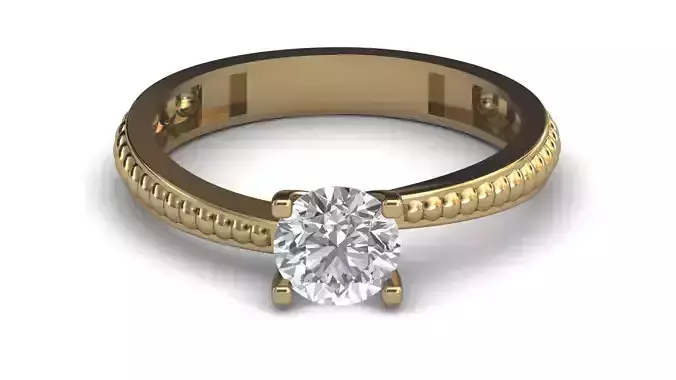 Single Stone Diamond Engagement Wedding Ring 3DM STL 2