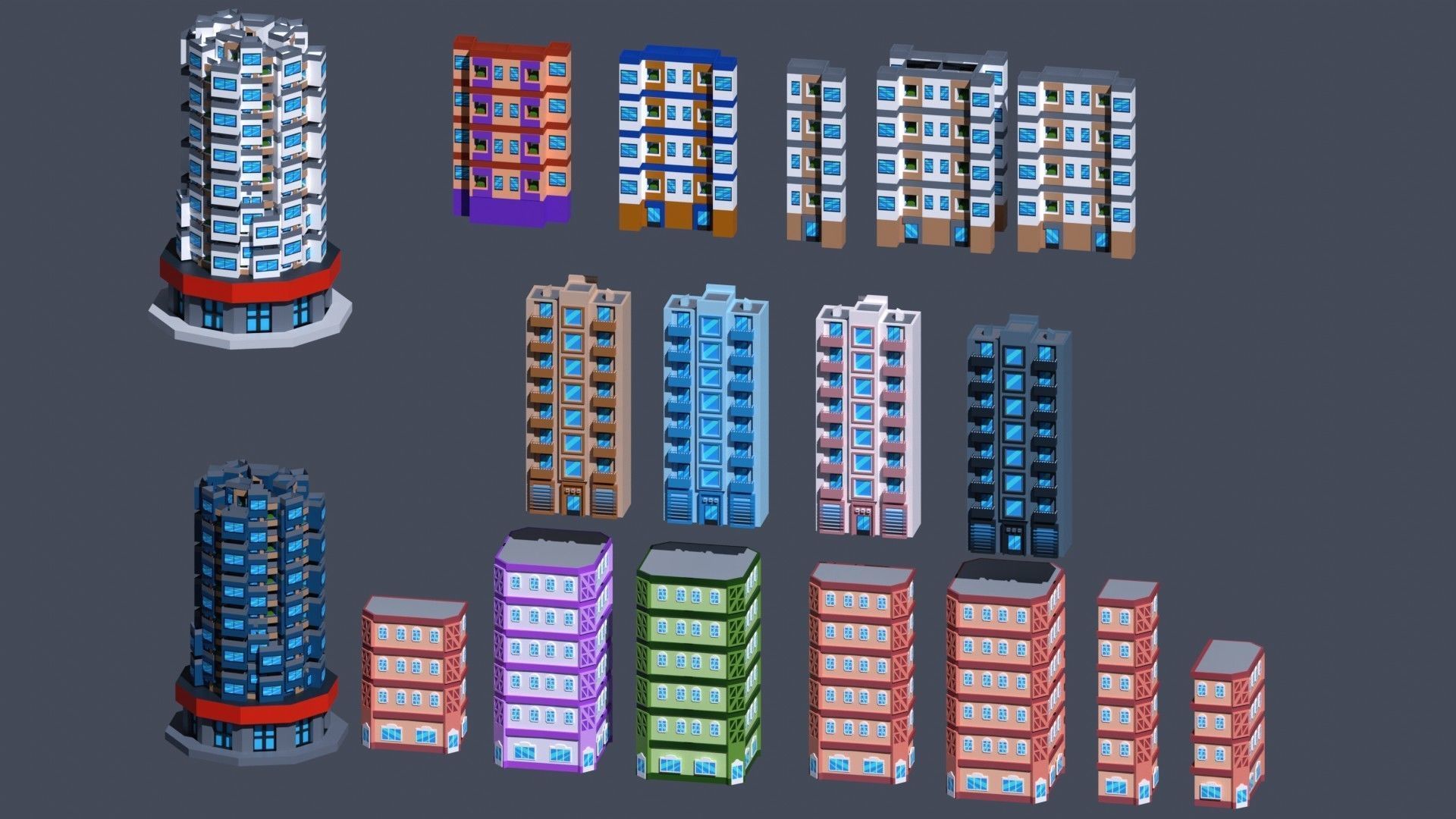 Building low Poly Pack  Low-poly 3D model_4