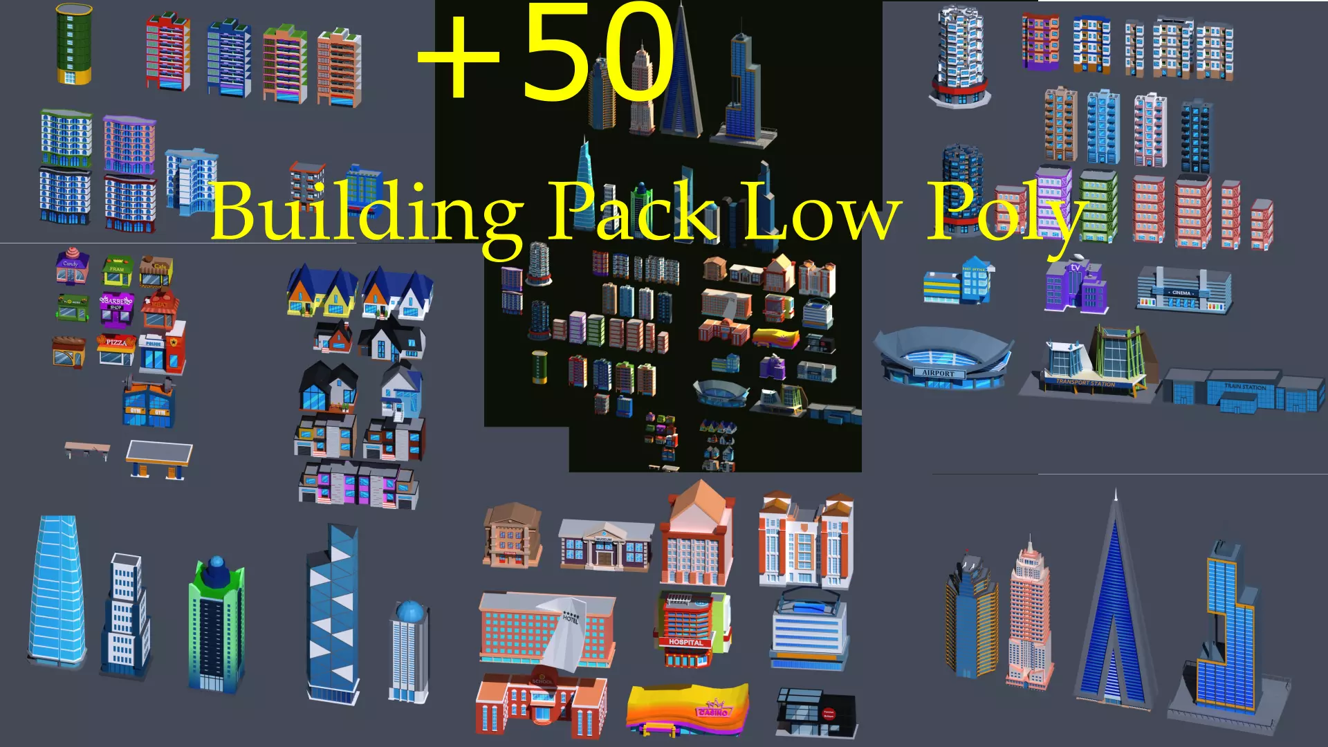 Building low Poly Pack  Low-poly 3D model_0