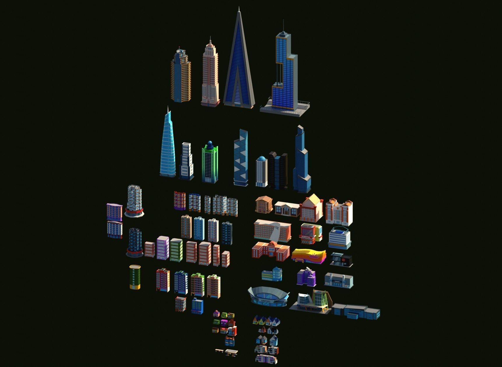 Building low Poly Pack  Low-poly 3D model_8