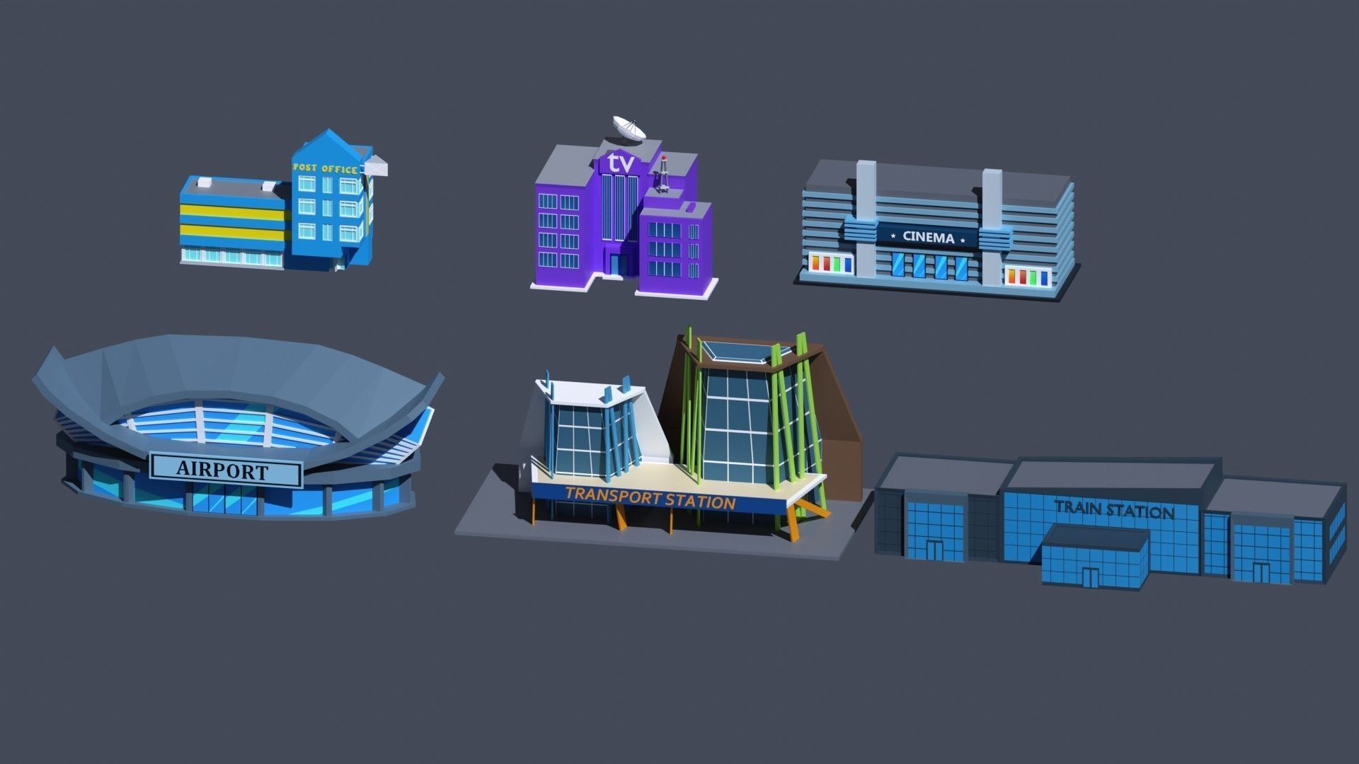 Building low Poly Pack  Low-poly 3D model_3