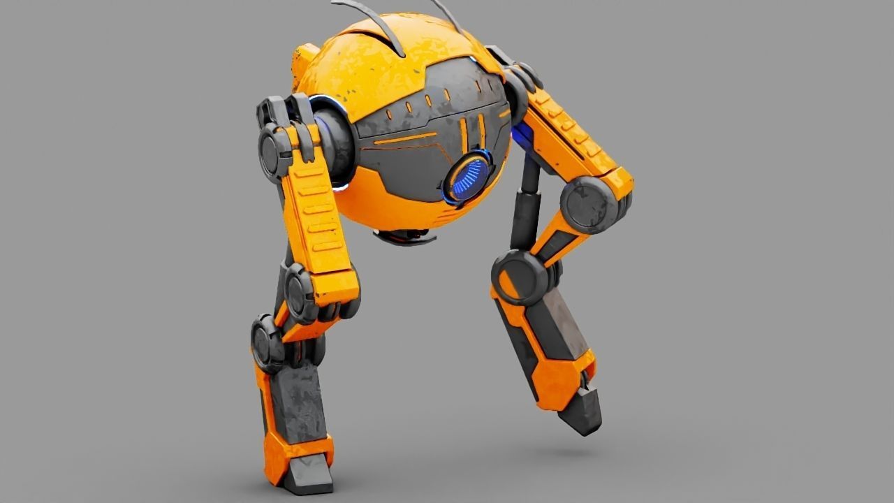 Combat robot  rigged character 3D model_1