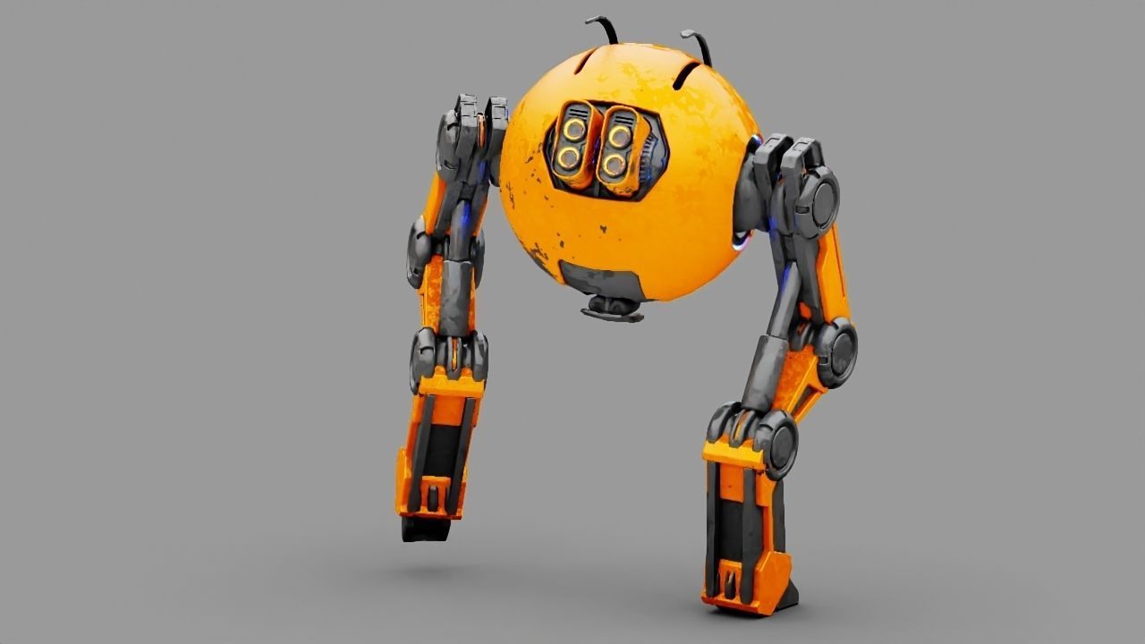 Combat robot  rigged character 3D model_9
