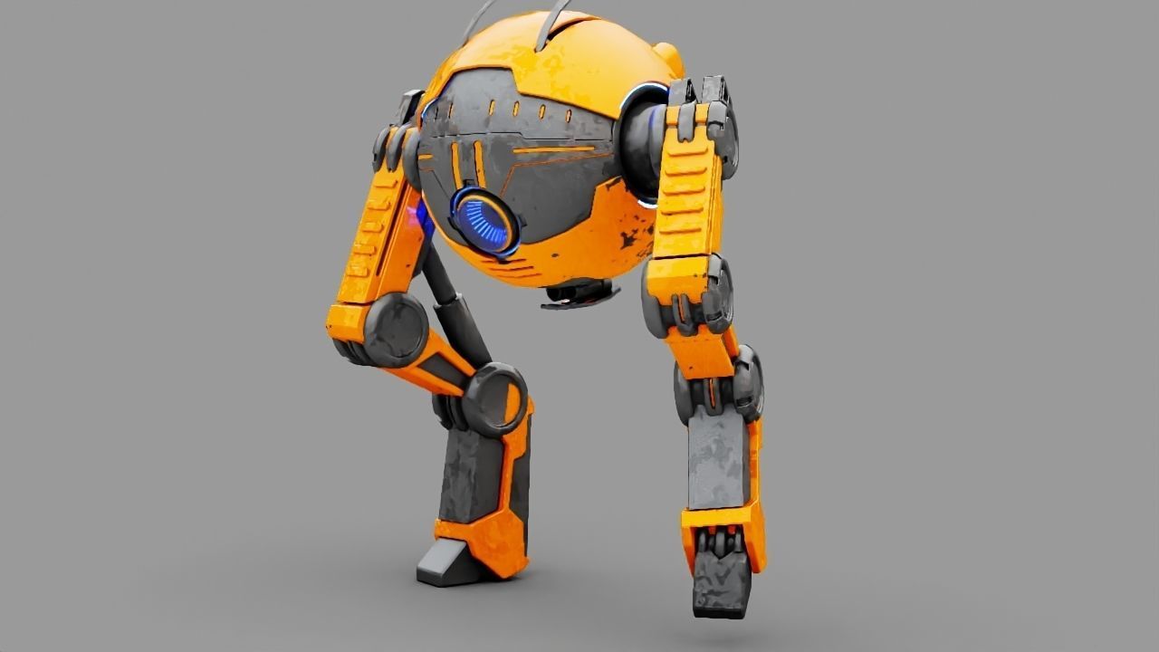 Combat robot  rigged character 3D model_12