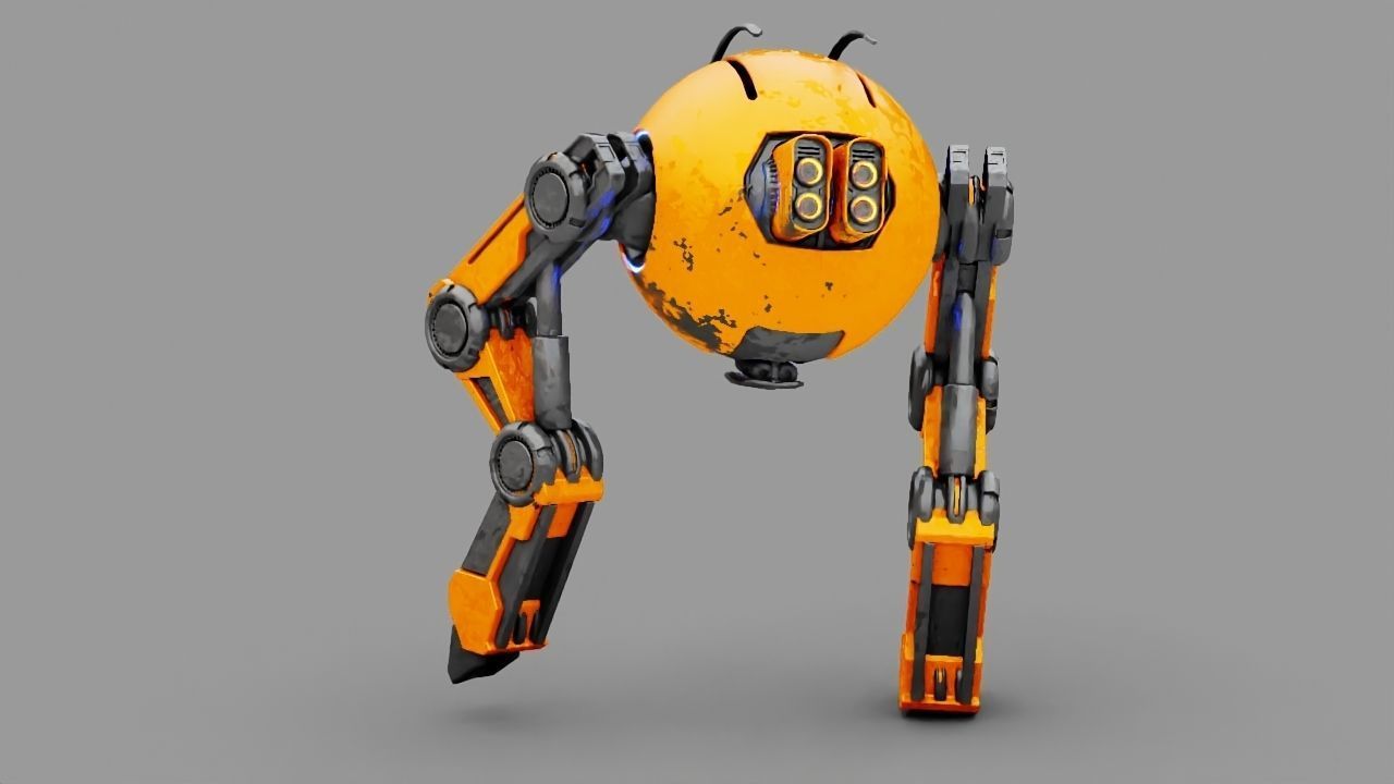 Combat robot  rigged character 3D model_10