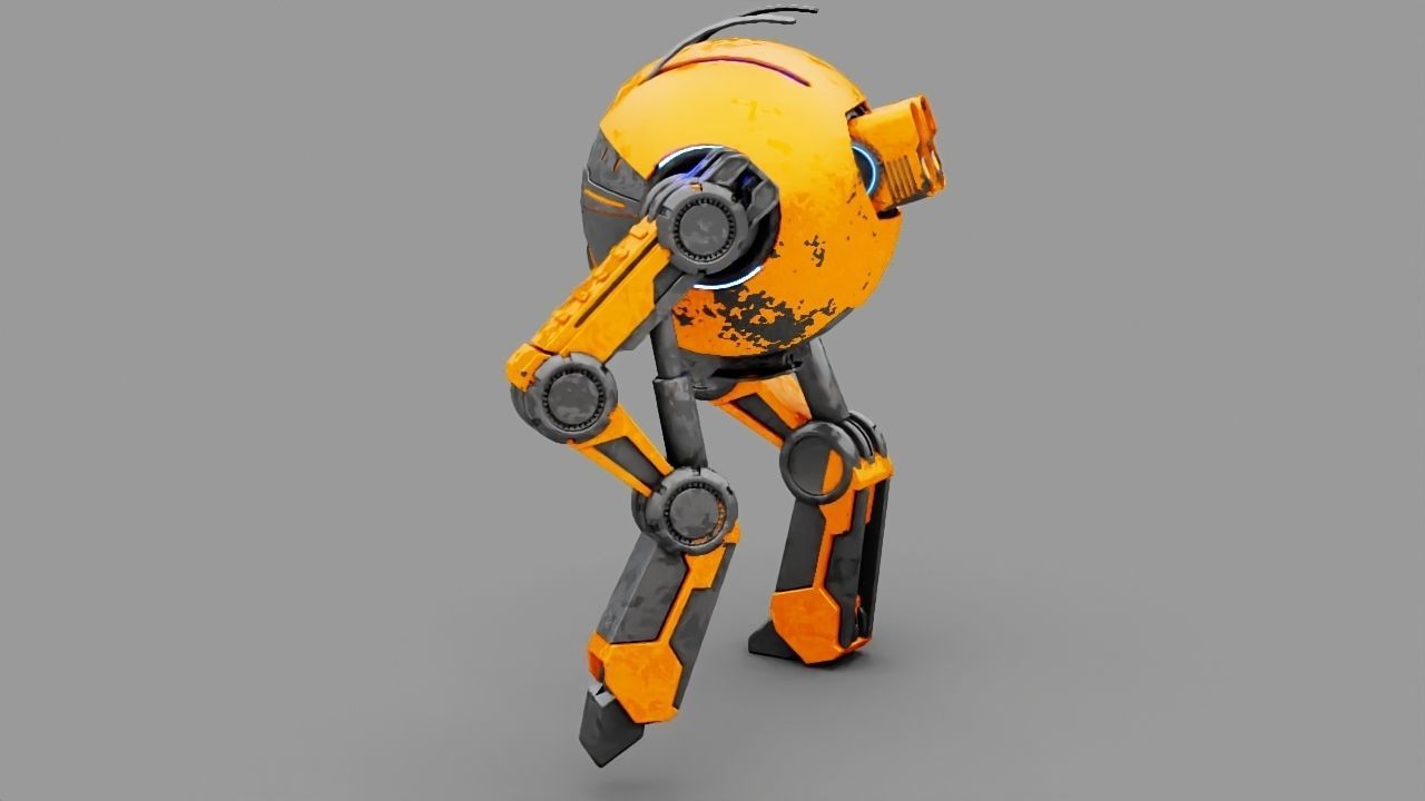 Combat robot  rigged character 3D model_11
