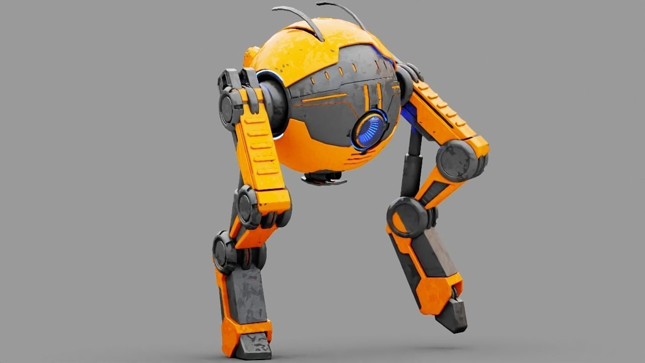 Combat robot  rigged character 3D model_6