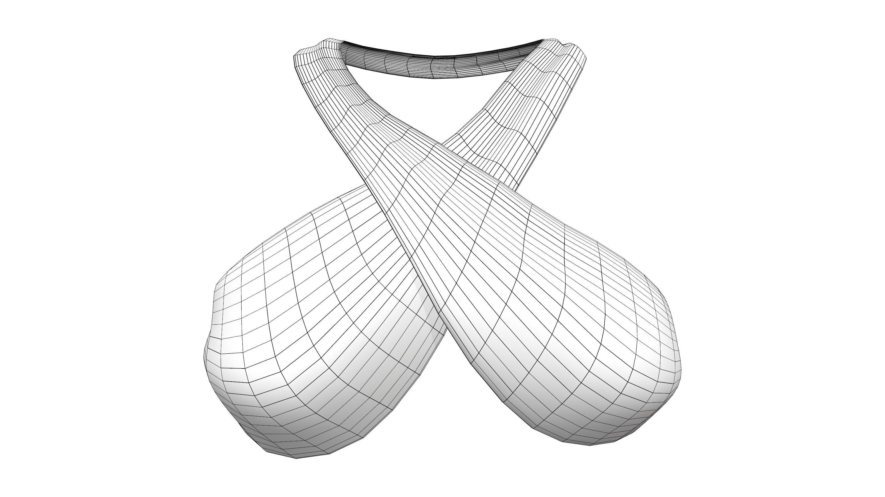 Wrap Around Neck Bikini Top Low-poly 3D model_7