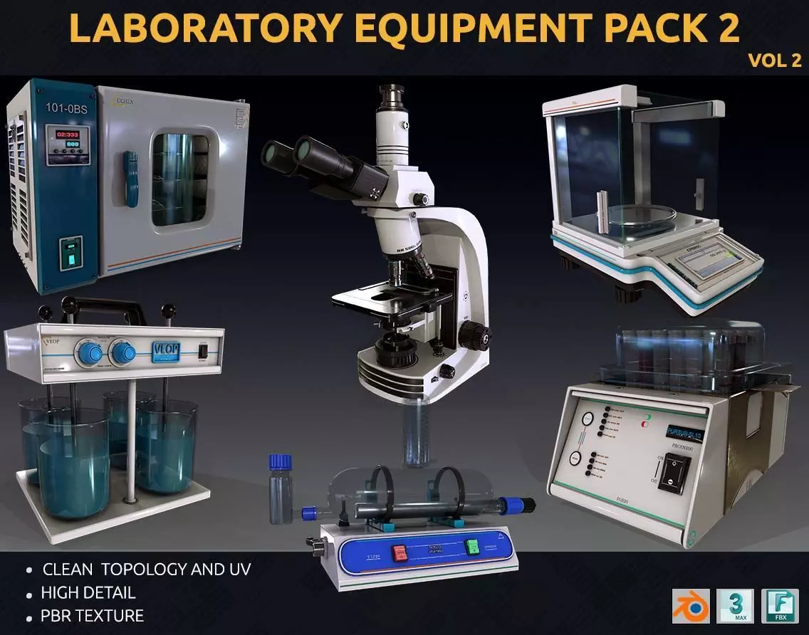 laboratory equipment pack 2 Low-poly 3D model_0