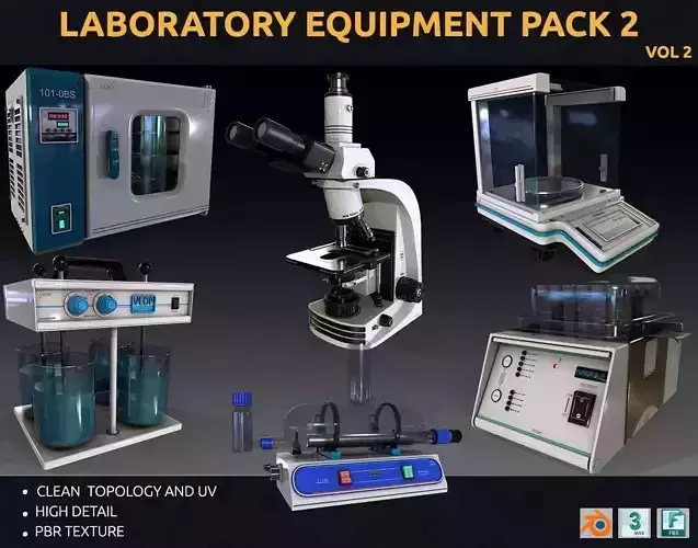 laboratory equipment pack 2 Low-poly 3D model