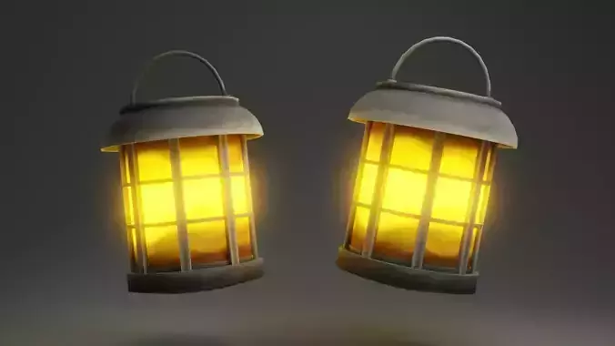 Hand-painted stylized Lantern Free low-poly 3D model