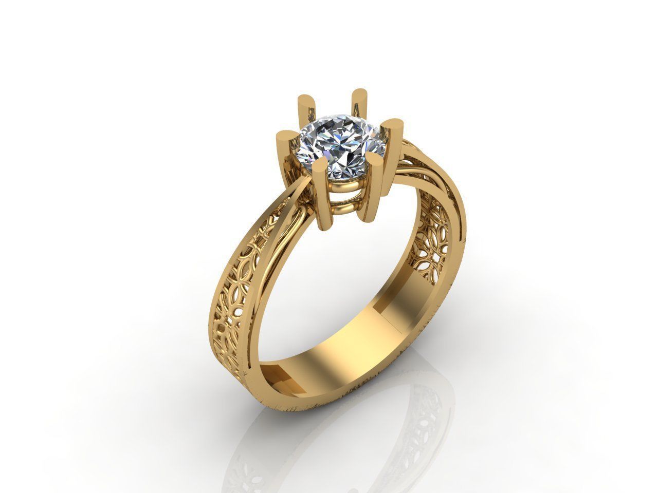 Single Stone Diamond Engagement Wedding Ring 3DM STL 12 3D print model_3