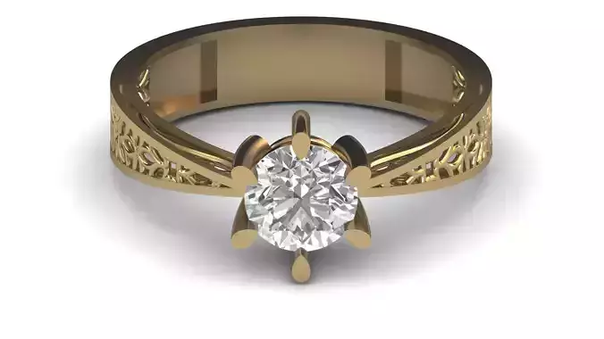 Single Stone Diamond Engagement Wedding Ring 3DM STL 12 3D print model