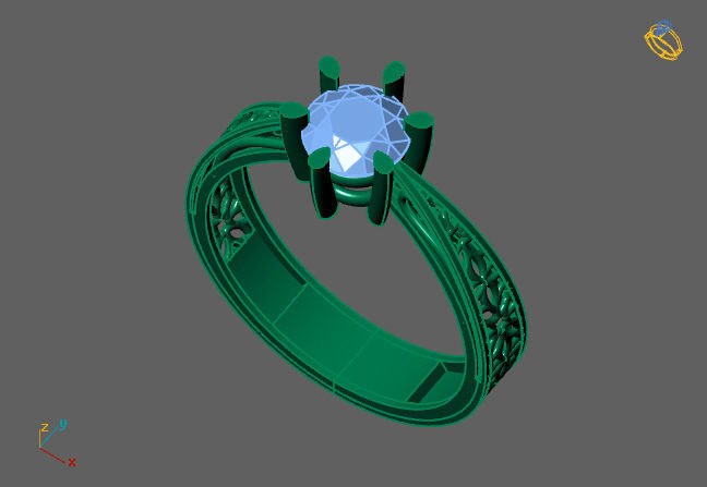 Single Stone Diamond Engagement Wedding Ring 3DM STL 12 3D print model_5