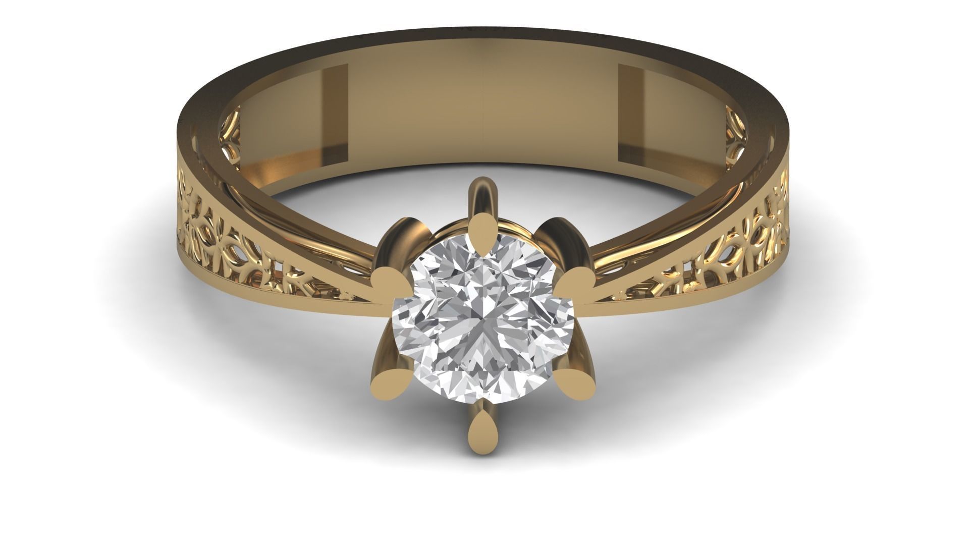 Single Stone Diamond Engagement Wedding Ring 3DM STL 12 3D print model_8