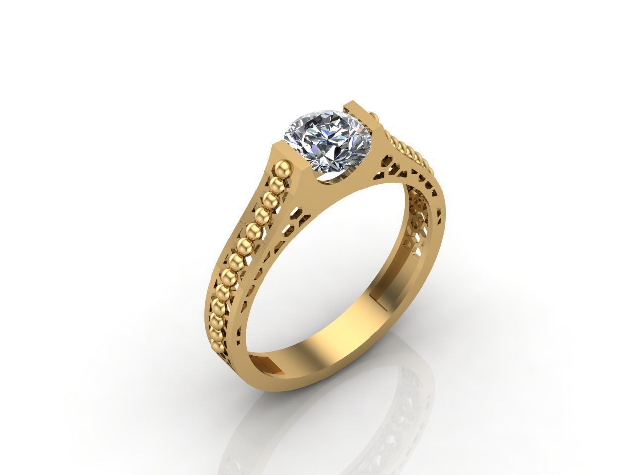 Single Stone Diamond Engagement Wedding Ring 3DM STL 11 3D print model_3