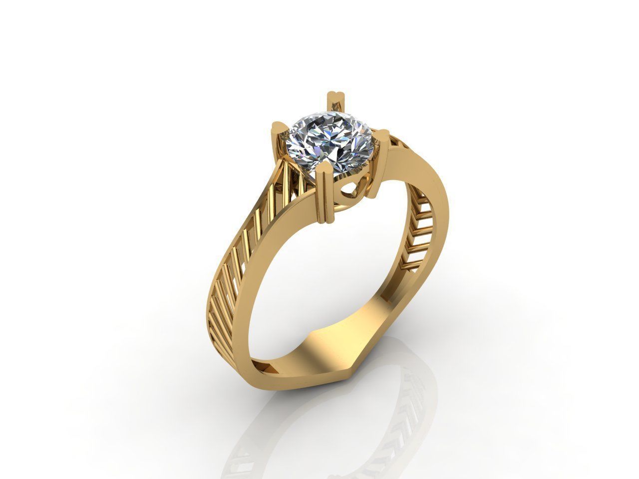 Single Stone Diamond Engagement Wedding Ring 3DM STL 10 3D print model_3