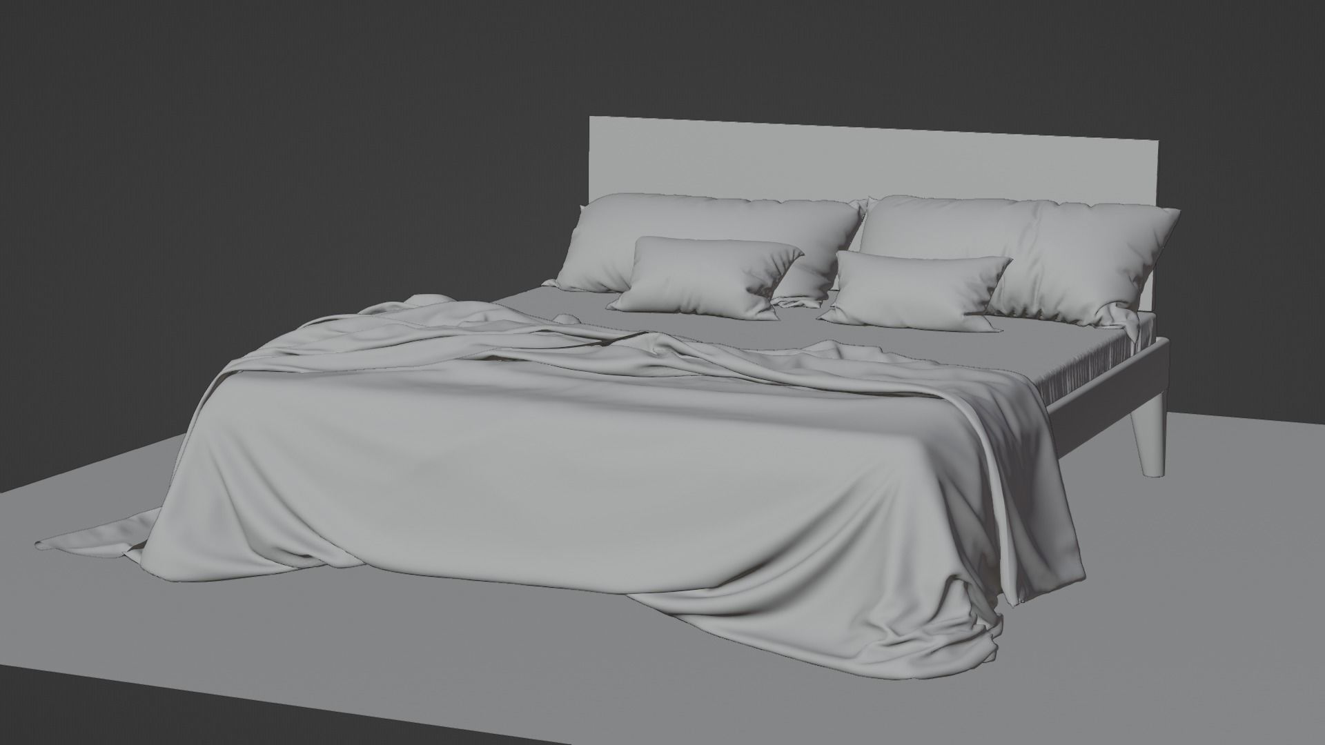 Bed High Poly with blanket 3D model_4