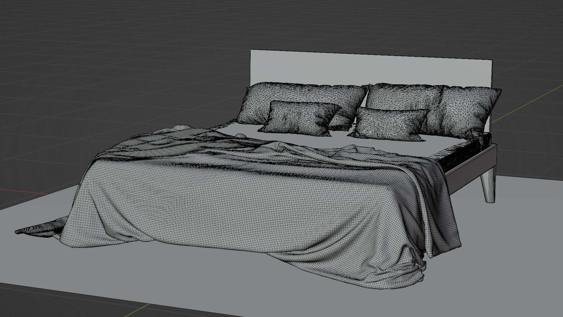 Bed High Poly with blanket 3D model_5