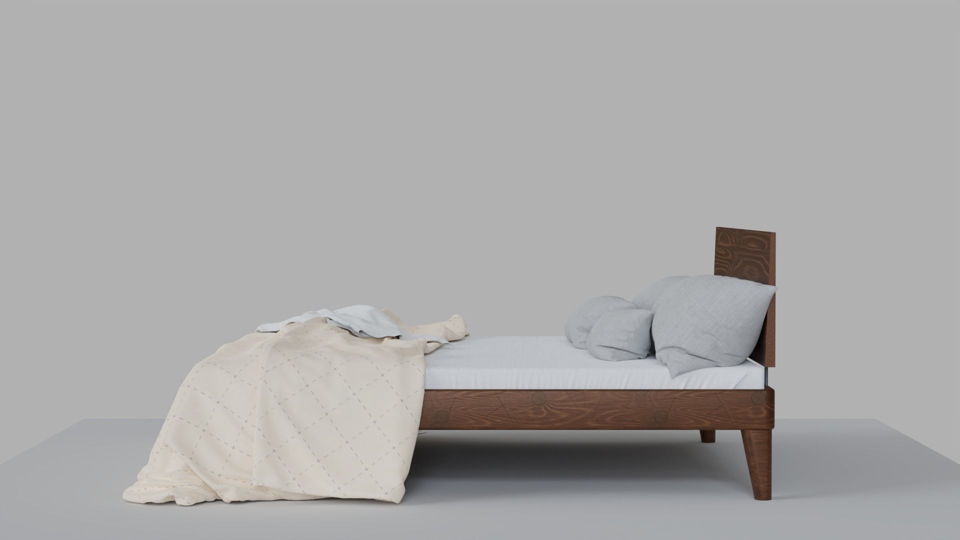 Bed High Poly with blanket 3D model_6