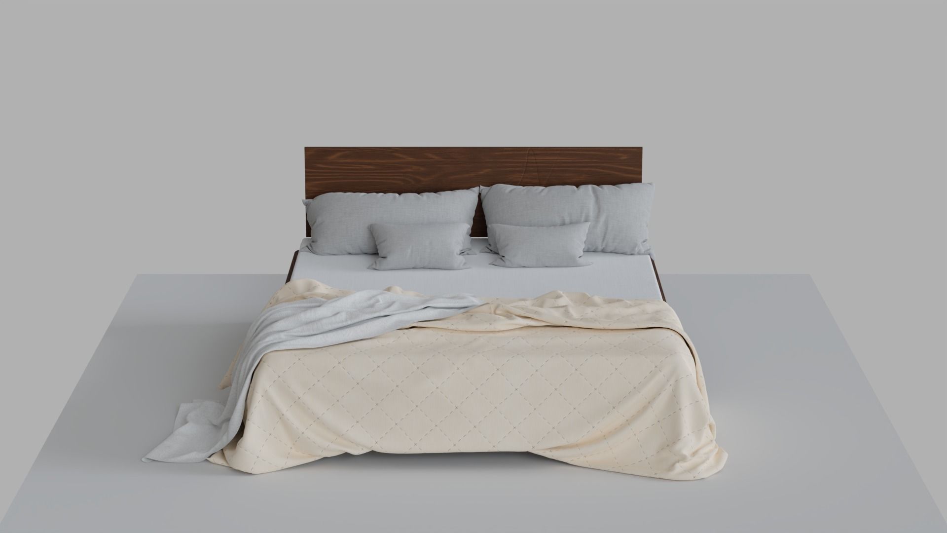 Bed High Poly with blanket 3D model_12