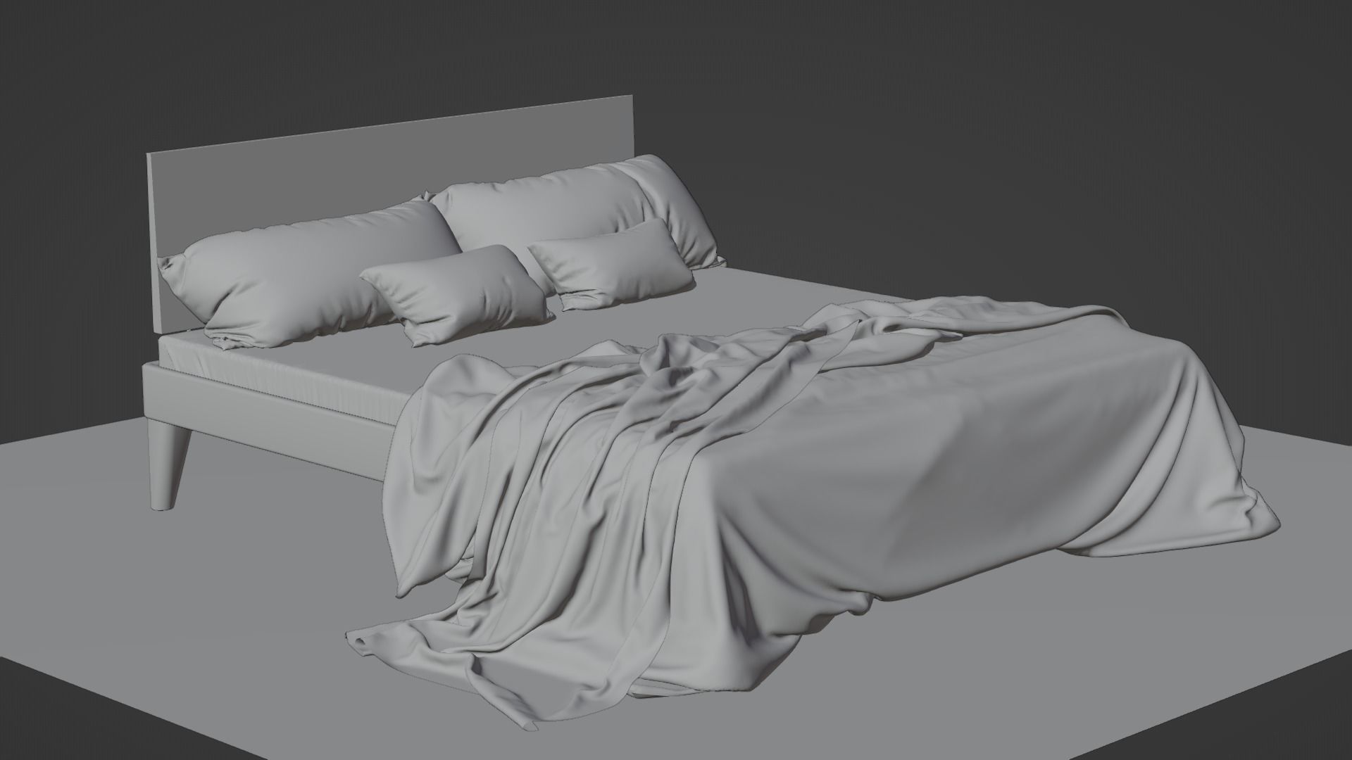 Bed High Poly with blanket 3D model_1