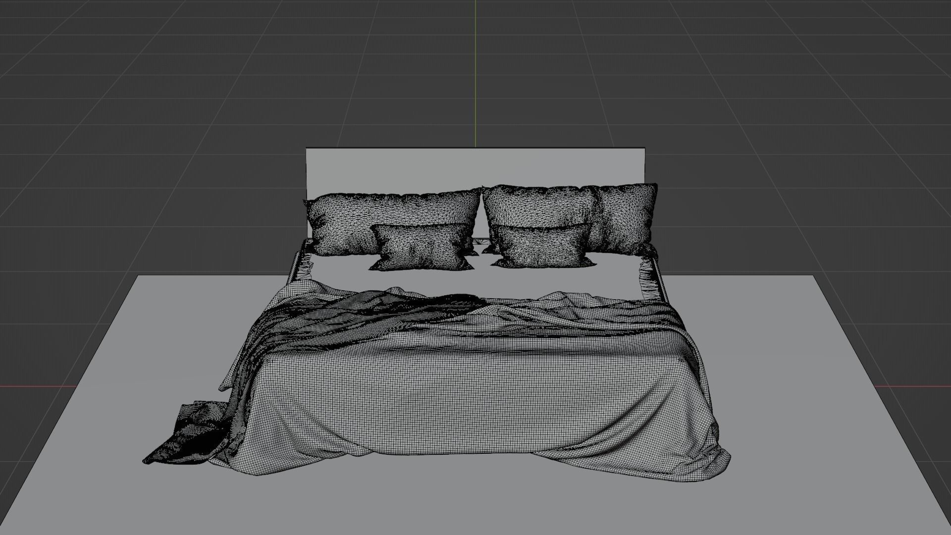 Bed High Poly with blanket 3D model_14
