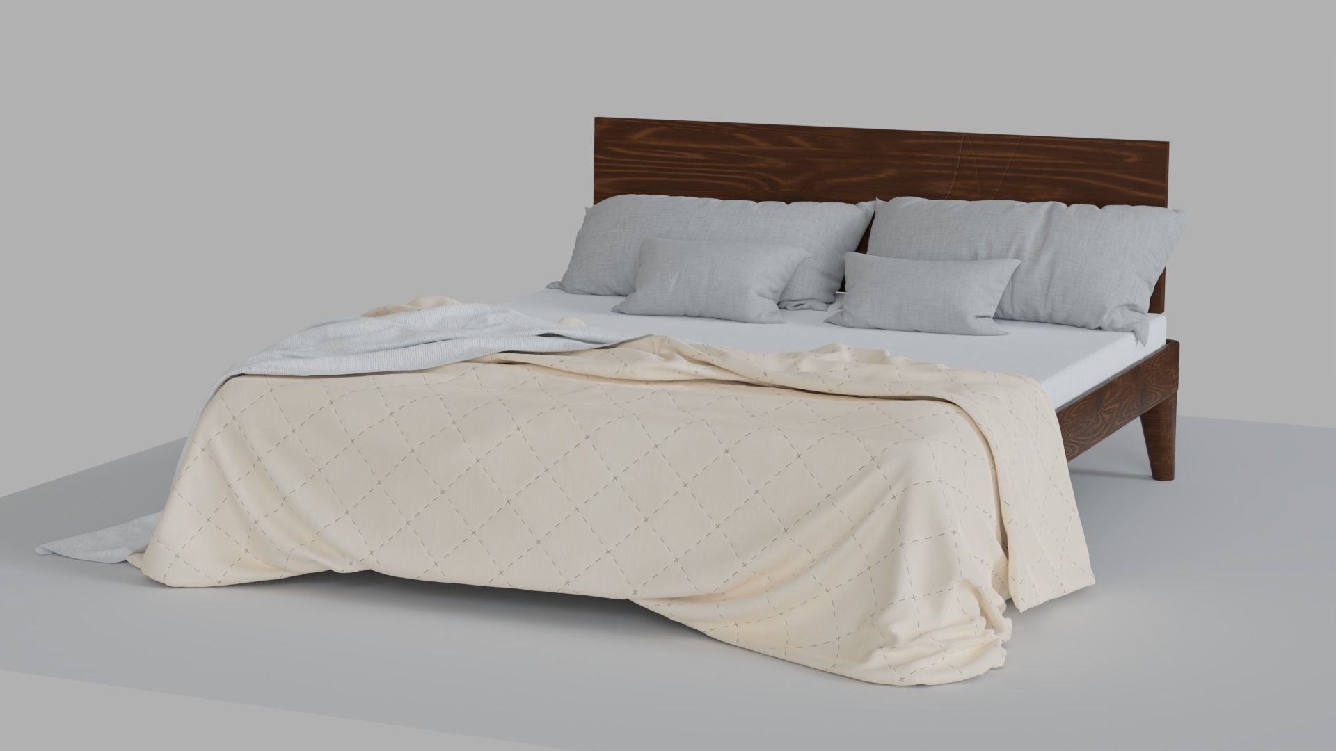 Bed High Poly with blanket 3D model_15