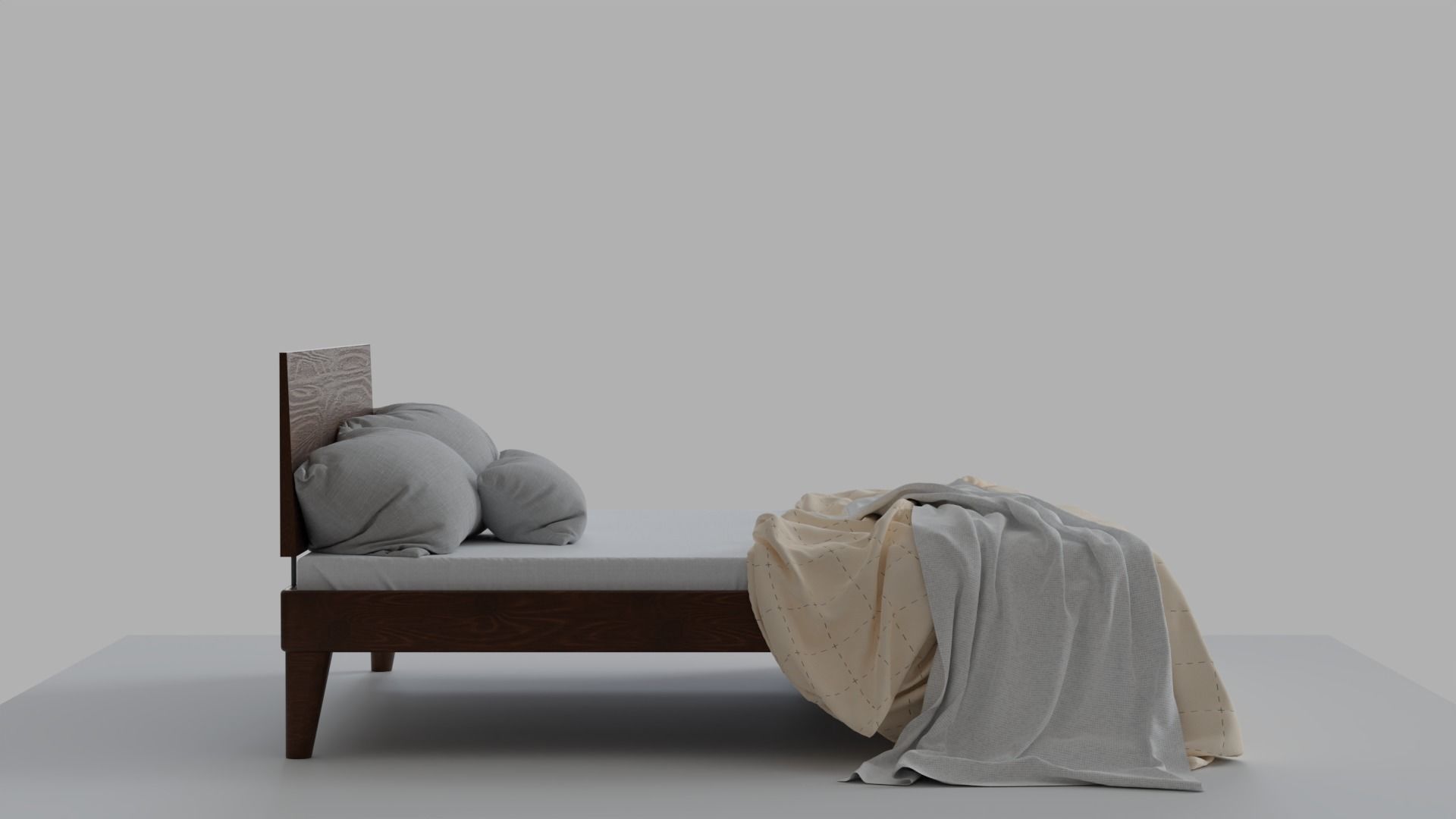 Bed High Poly with blanket 3D model_9