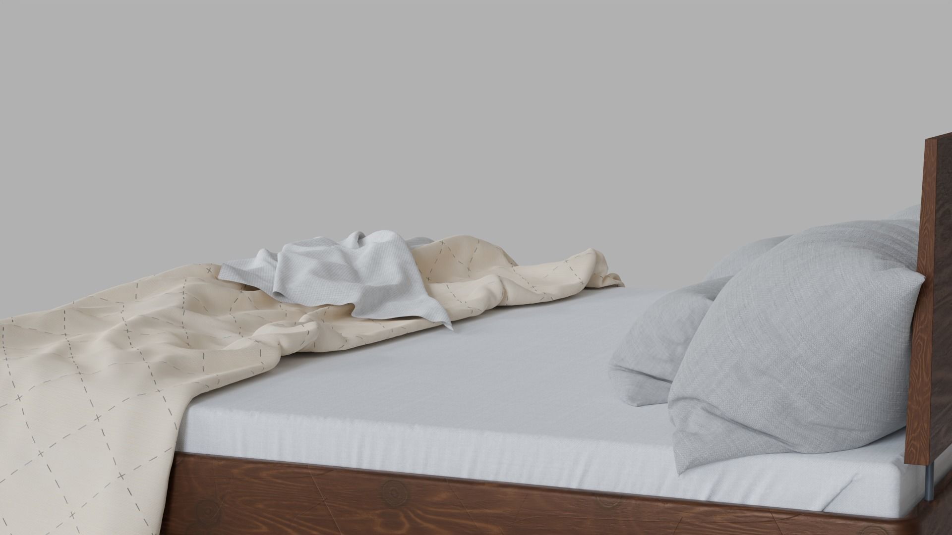 Bed High Poly with blanket 3D model_19