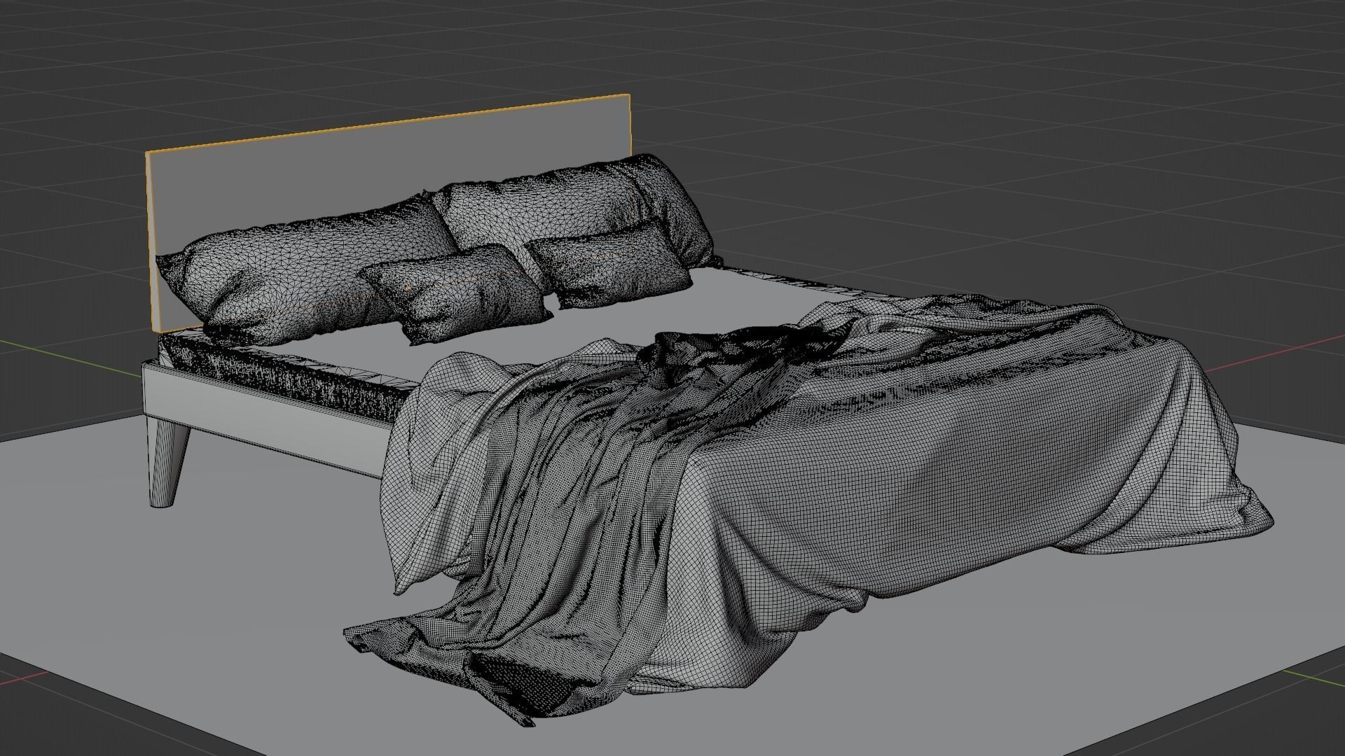 Bed High Poly with blanket 3D model_2