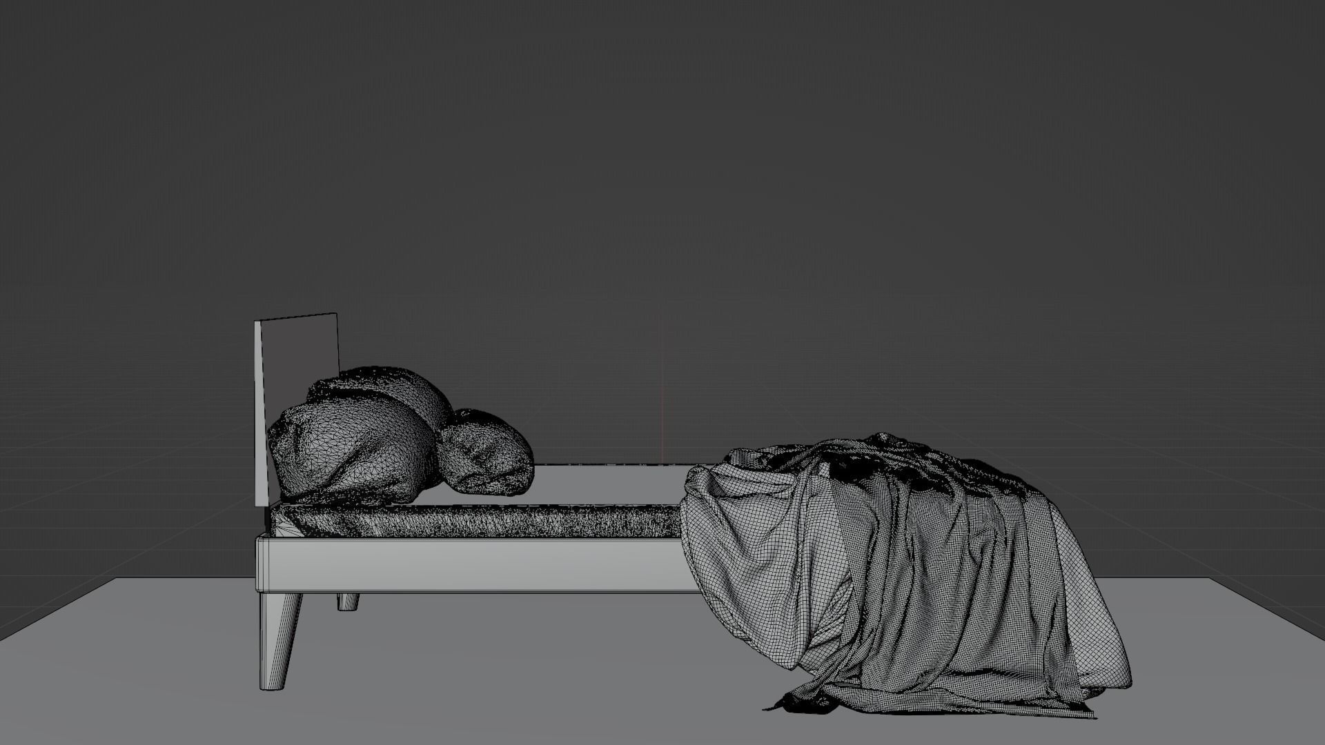 Bed High Poly with blanket 3D model_11