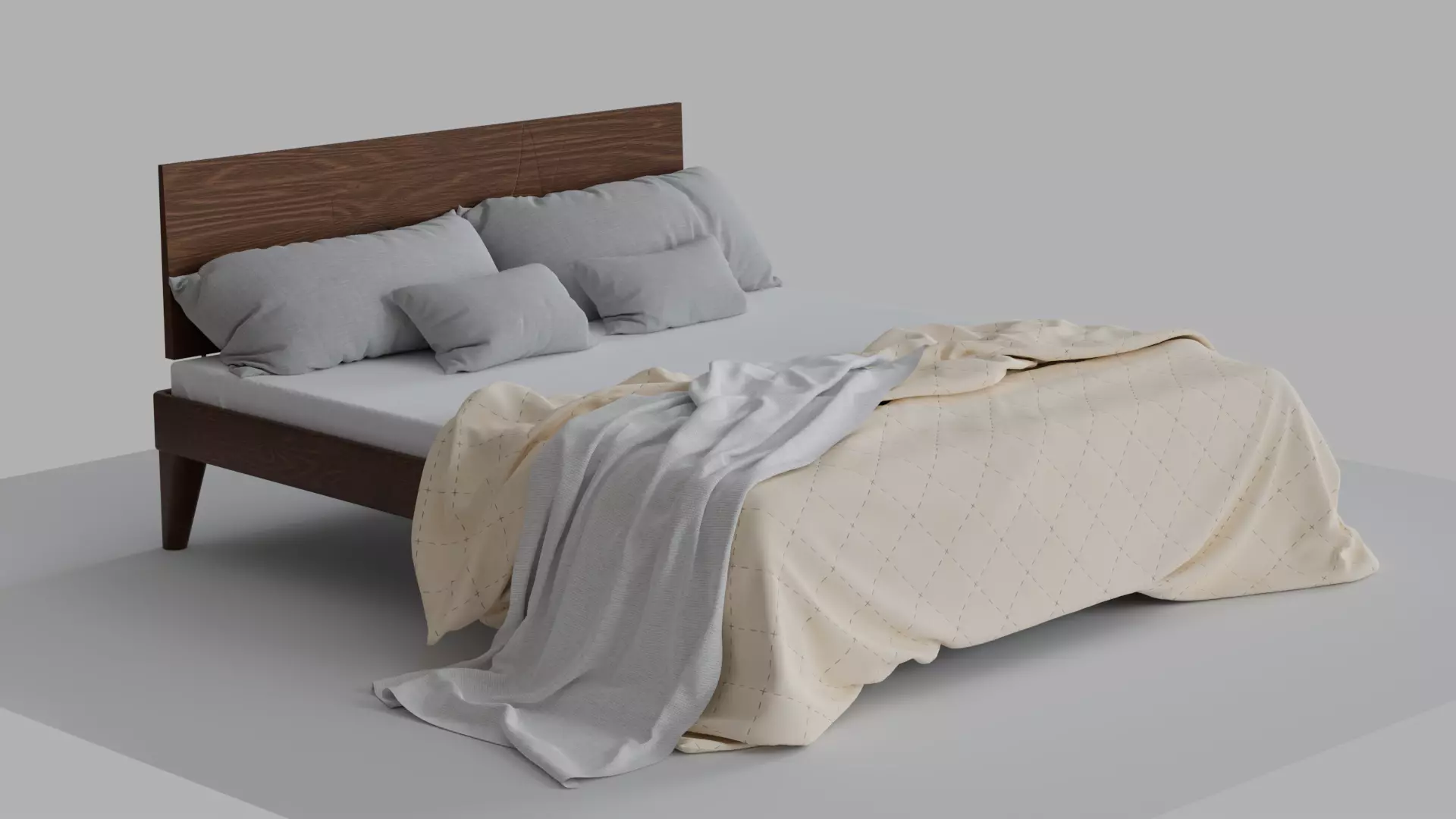 Bed High Poly with blanket 3D model_0