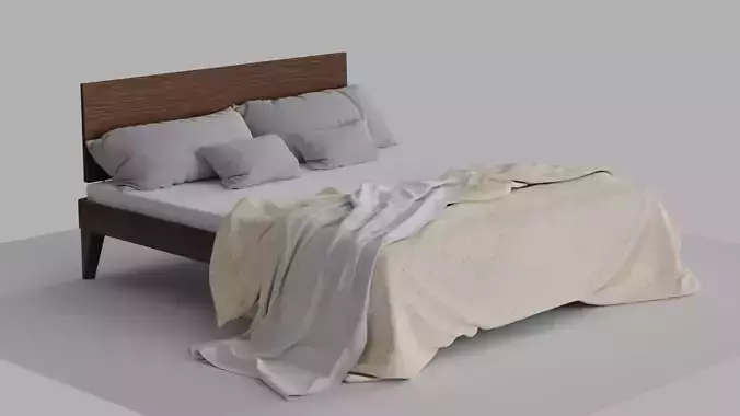 Bed High Poly with blanket