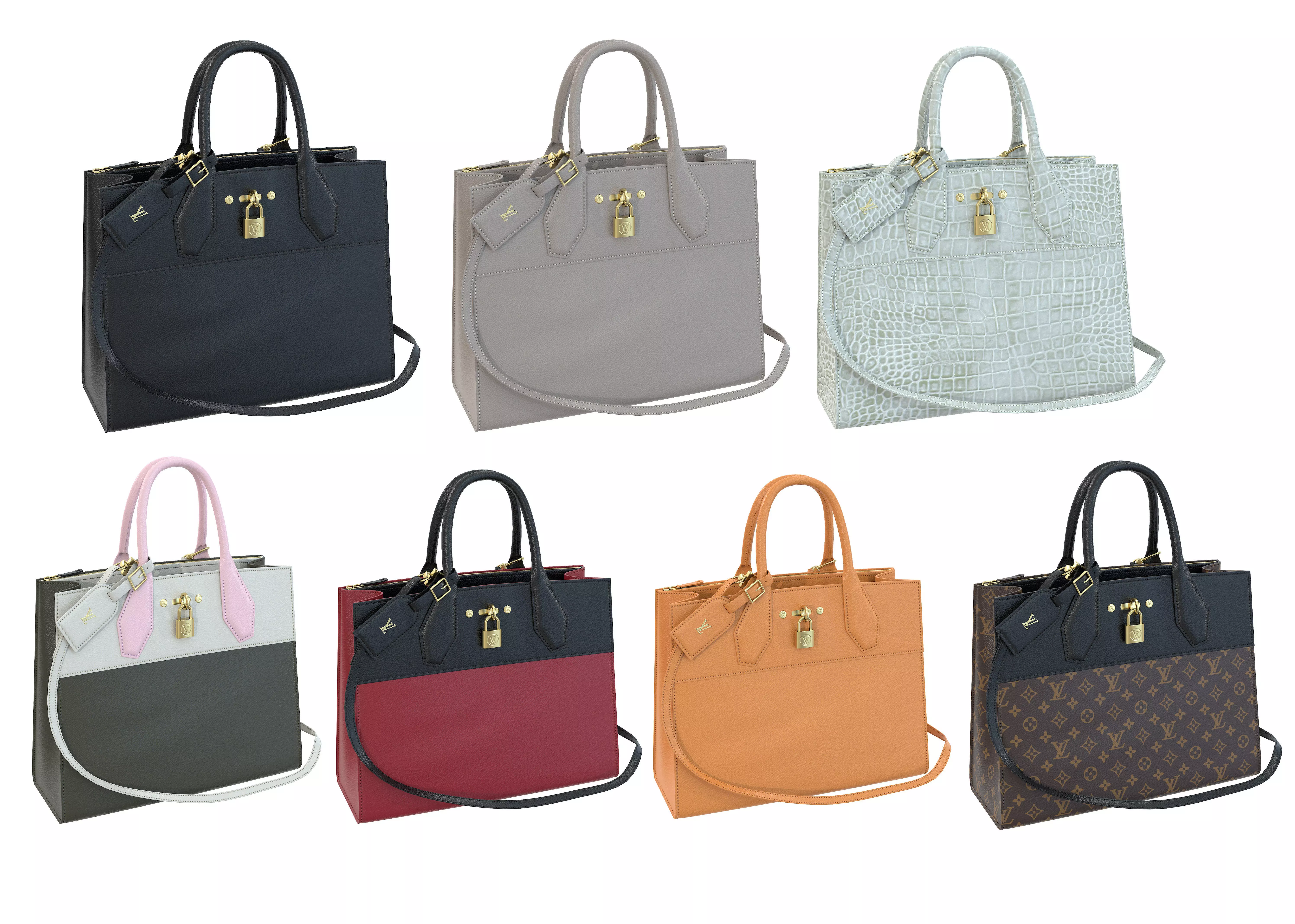 Louis Vuitton City Steamer Bag 3D Model Collection_0