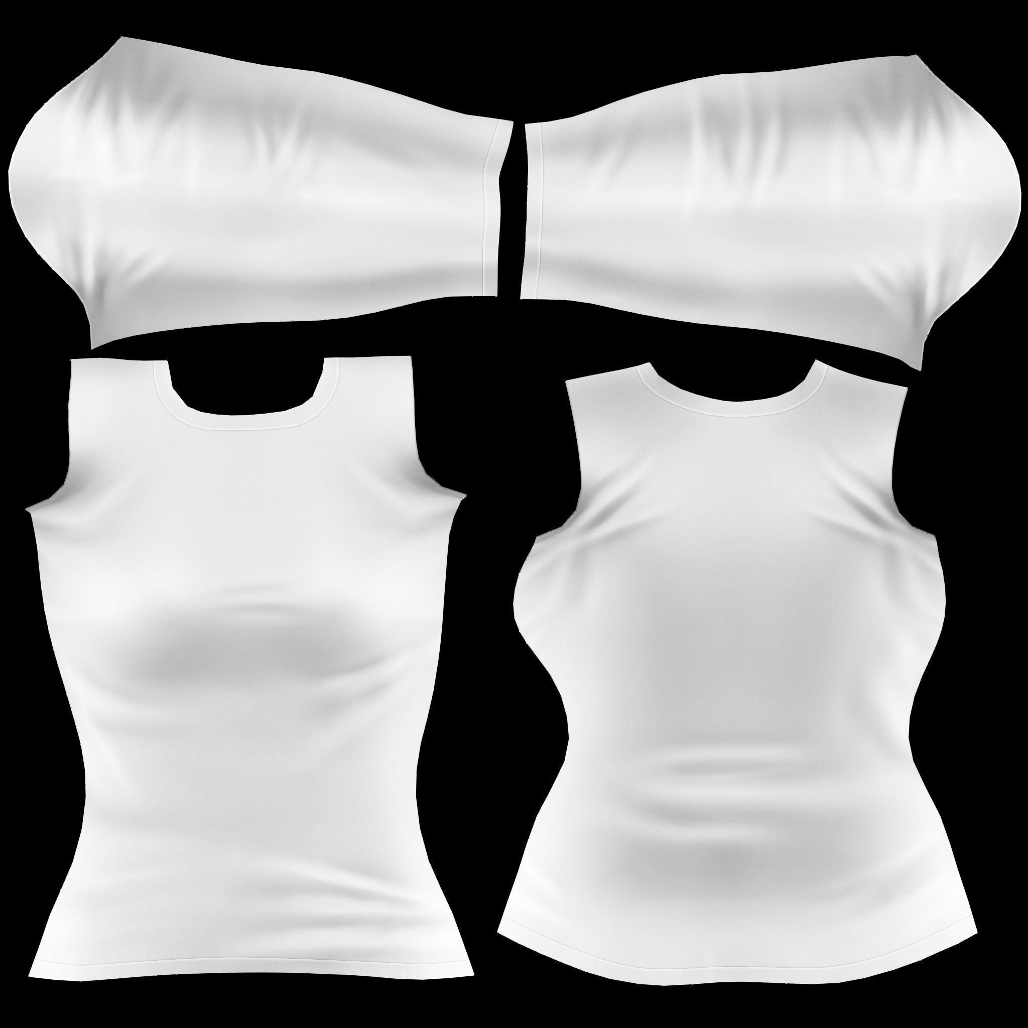 Ladies Long Sweater Low-poly 3D model_13