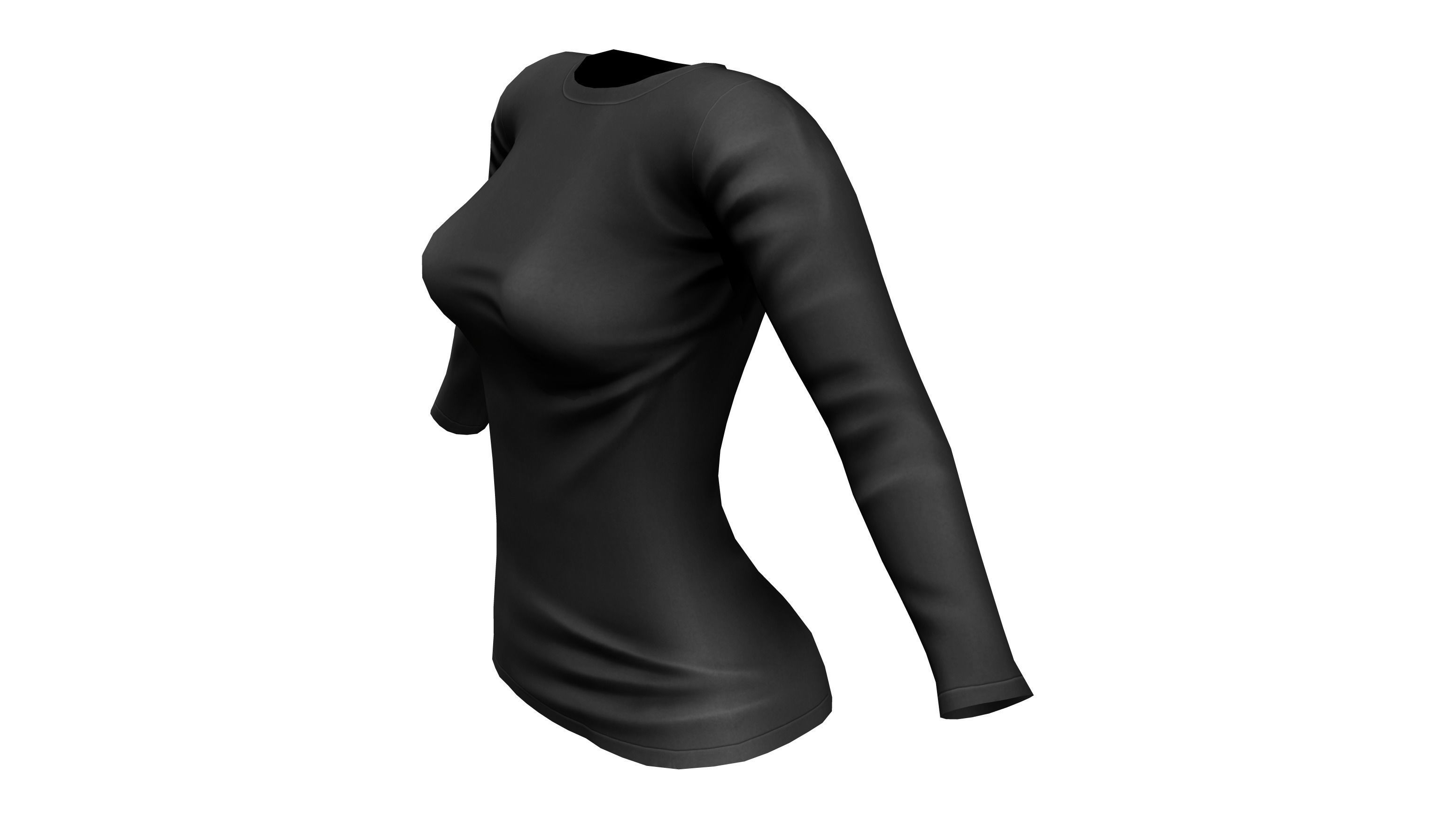 Ladies Long Sweater Low-poly 3D model_4